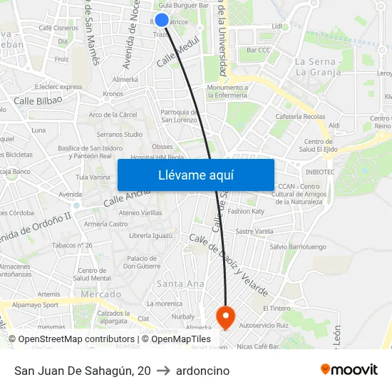 San Juan De Sahagún, 20 to ardoncino map