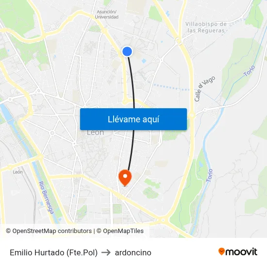 Emilio Hurtado (Fte.Pol) to ardoncino map