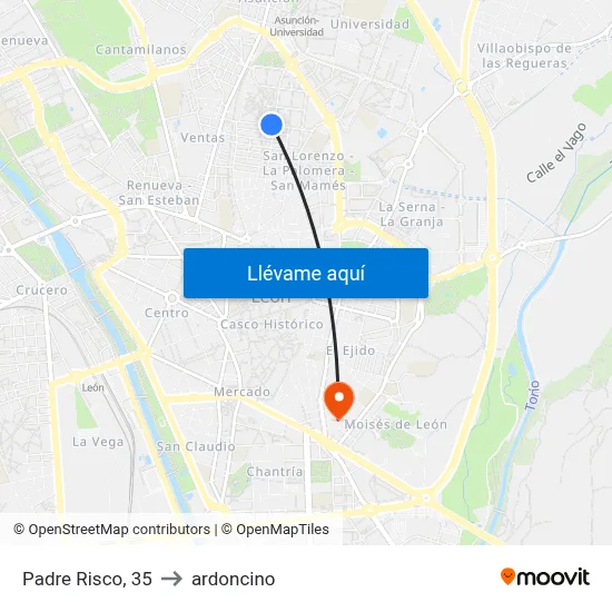 Padre Risco, 35 to ardoncino map