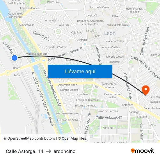 Calle Astorga. 14 to ardoncino map