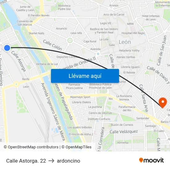 Calle Astorga. 22 to ardoncino map