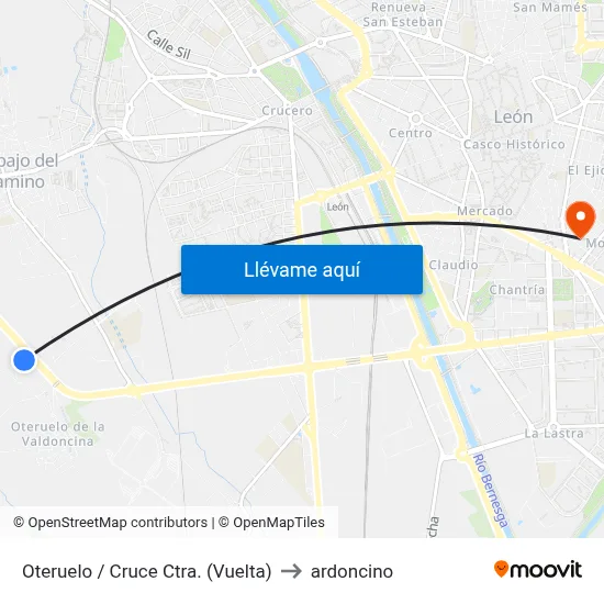 Oteruelo / Cruce Ctra. (Vuelta) to ardoncino map