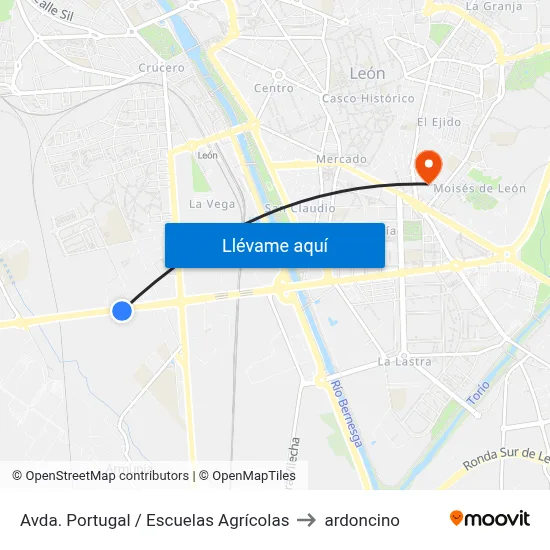 Avda. Portugal / Escuelas Agrícolas to ardoncino map
