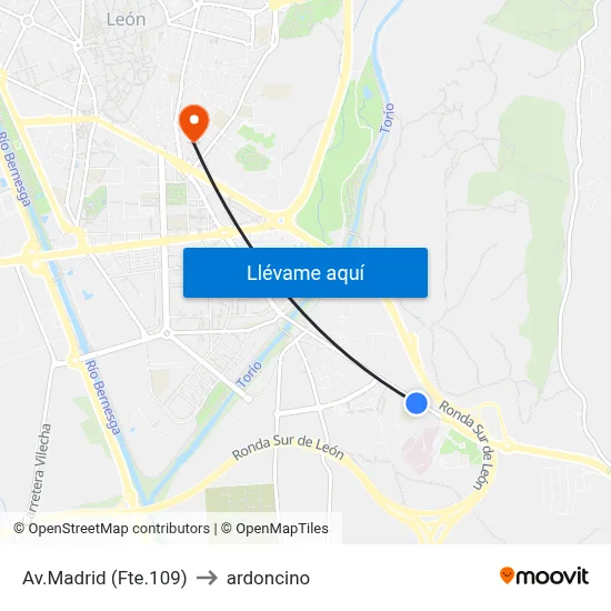 Av.Madrid (Hospital S. Isabel) to ardoncino map
