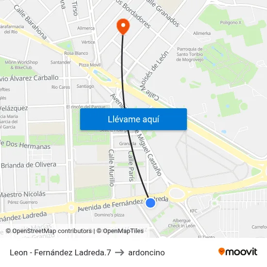 Leon - Fernández Ladreda.7 to ardoncino map