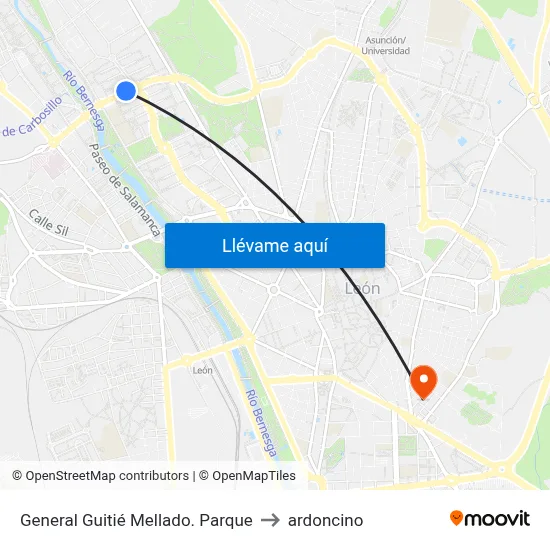 General Guitié Mellado. Parque to ardoncino map