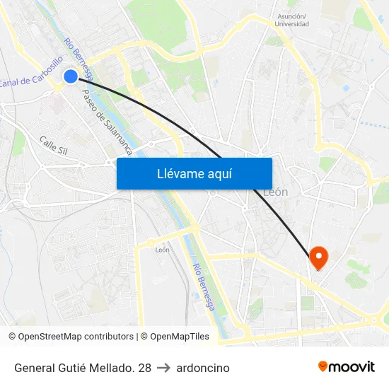 General Gutié Mellado. 28 to ardoncino map