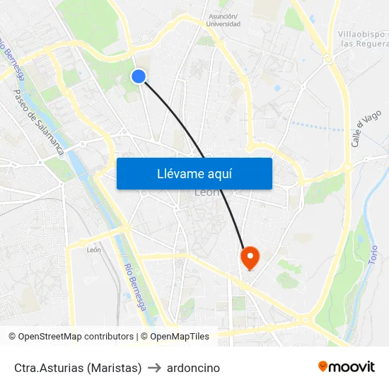 Ctra.Asturias (Maristas) to ardoncino map