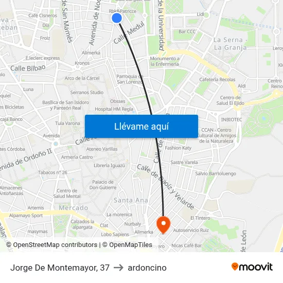 Jorge De Montemayor, 37 to ardoncino map