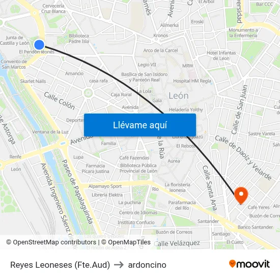 Reyes Leoneses (Fte.Aud) to ardoncino map