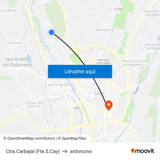 Ctra.Carbajal (Fte.S.Cay) to ardoncino map