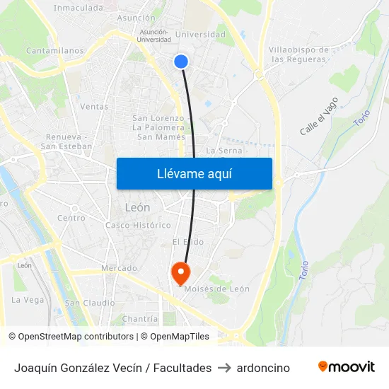 Joaquín González Vecín / Facultades to ardoncino map