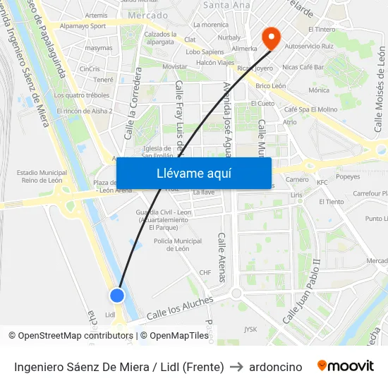 Ingeniero Sáenz De Miera / Lidl (Frente) to ardoncino map