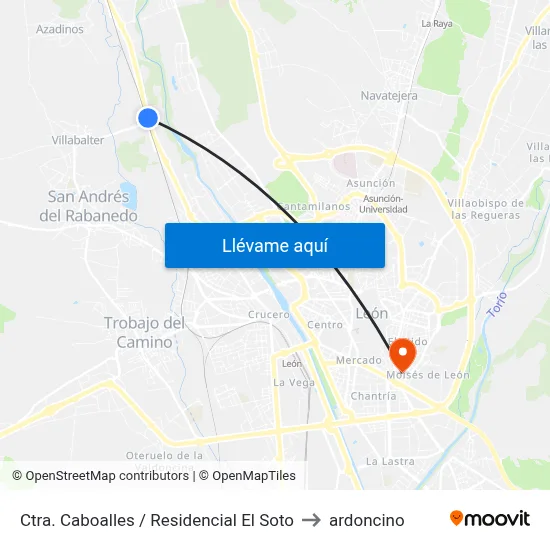 Ctra. Caboalles / Residencial El Soto to ardoncino map