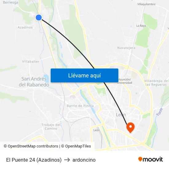 El Puente 24 (Azadinos) to ardoncino map