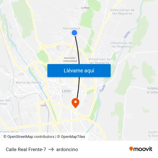 Calle Real Frente-7 to ardoncino map