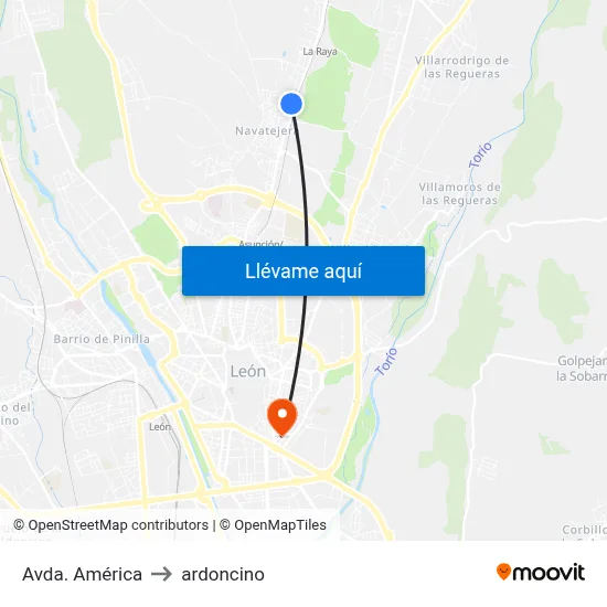 Avda. América to ardoncino map