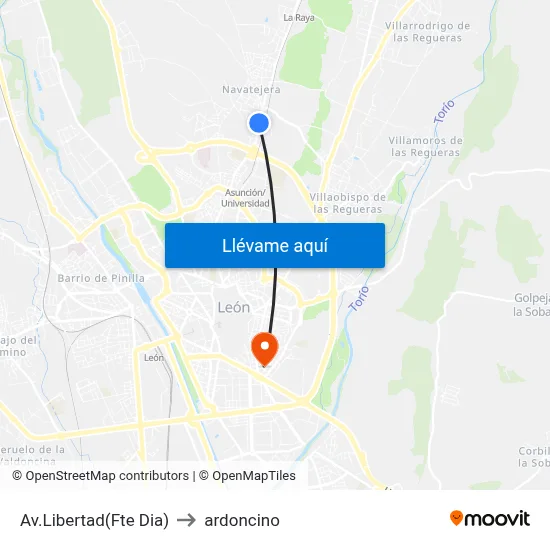 Av.Libertad(Fte Dia) to ardoncino map