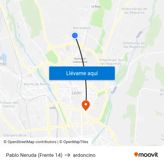 Pablo Neruda (Frente 14) to ardoncino map