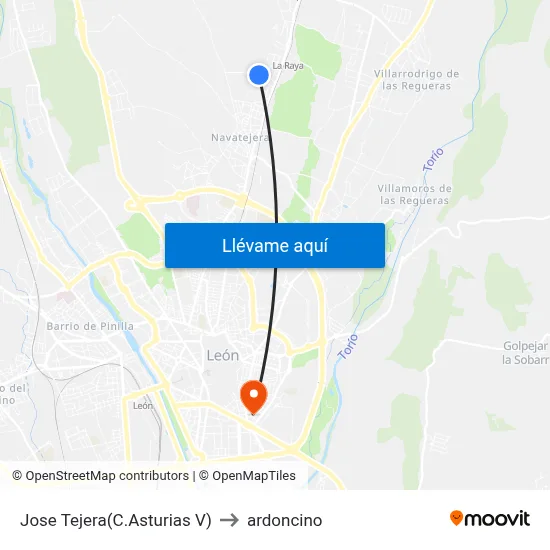 Jose Tejera(C.Asturias V) to ardoncino map