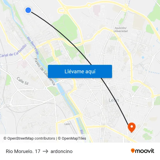 Rio Moruelo. 17 to ardoncino map