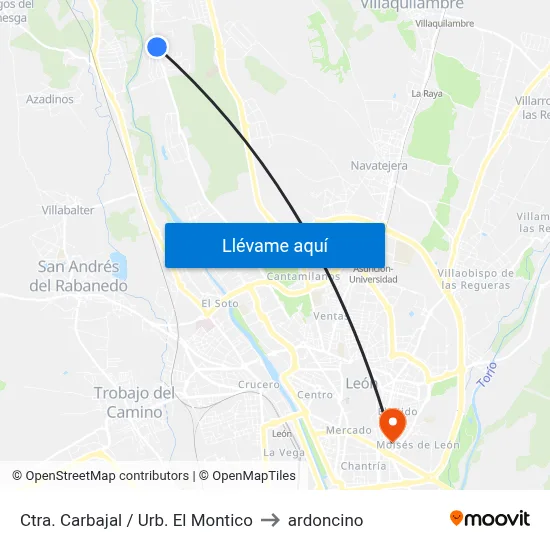 Ctra. Carbajal / Urb. El Montico to ardoncino map
