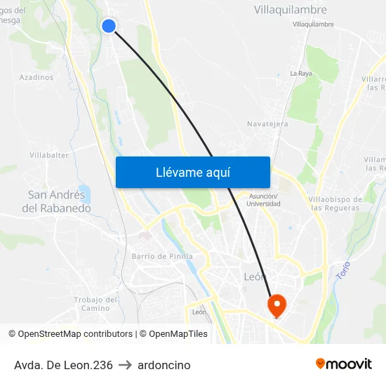 Avda. De Leon.236 to ardoncino map