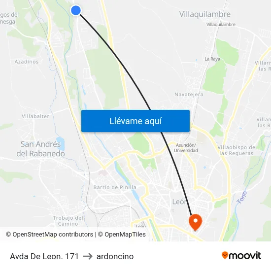 Avda De Leon. 171 to ardoncino map
