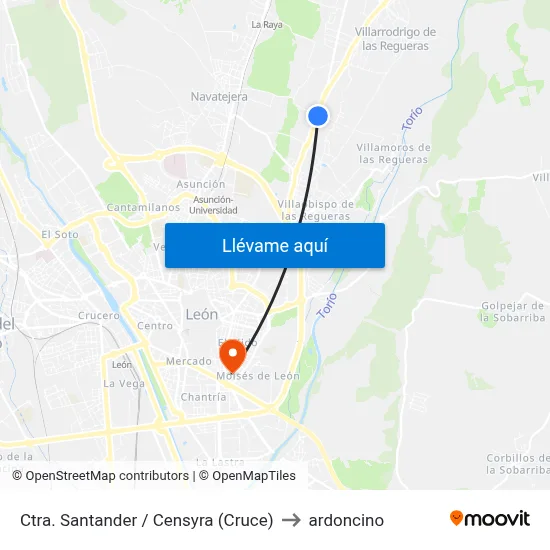 Ctra. Santander / Censyra (Cruce) to ardoncino map