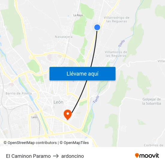 El Caminon Paramo to ardoncino map