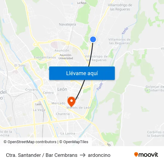 Ctra. Santander / Bar Cembrans to ardoncino map