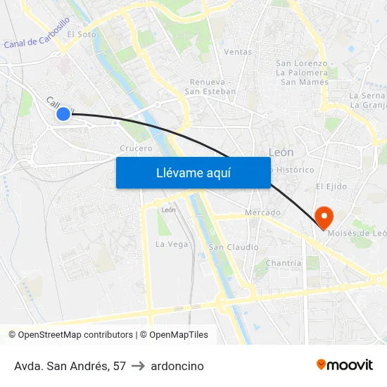 Avda. San Andrés, 57 to ardoncino map