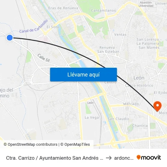Ctra. Carrizo / Ayuntamiento San Andrés (Frente) to ardoncino map