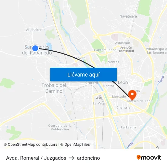 Avda. Romeral / Juzgados to ardoncino map