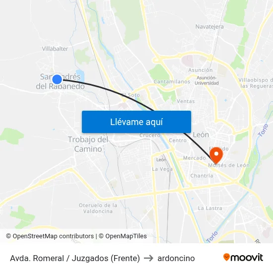 Avda. Romeral / Juzgados (Frente) to ardoncino map