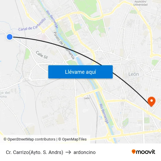 Cr. Carrizo(Ayto. S. Andrs) to ardoncino map
