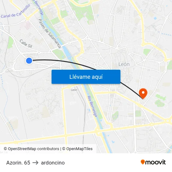 Azorin. 65 to ardoncino map