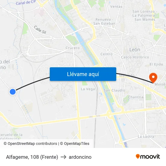 Alfageme, 108 (Frente) to ardoncino map