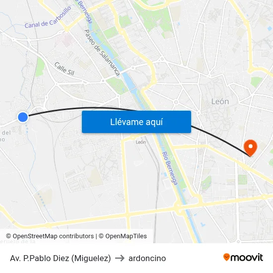 Av. P.Pablo Diez (Miguelez) to ardoncino map