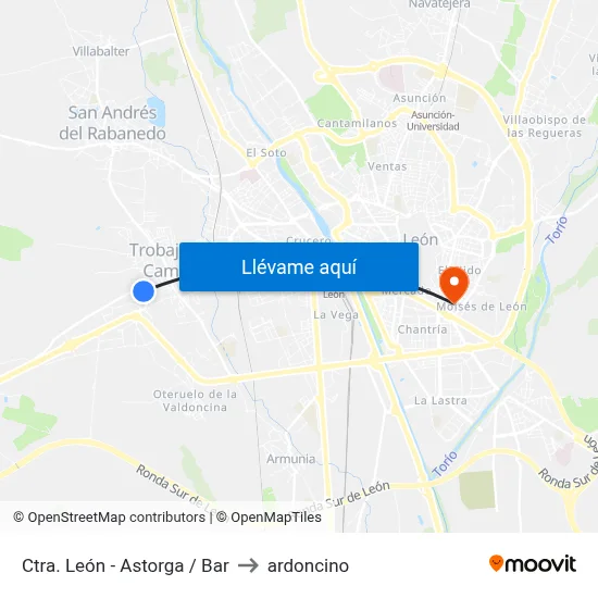 Ctra. León - Astorga / Bar to ardoncino map