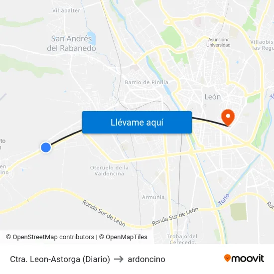 Ctra. Leon-Astorga (Diario) to ardoncino map