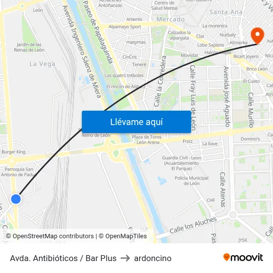 Avda. Antibióticos / Bar Plus to ardoncino map