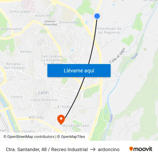 Ctra. Santander, 48 / Recreo Industrial to ardoncino map