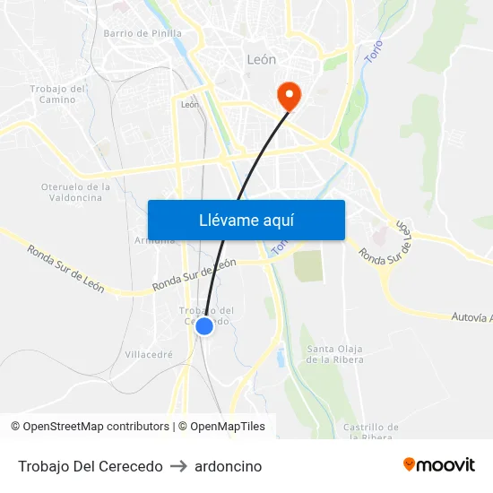 Trobajo Del Cerecedo to ardoncino map