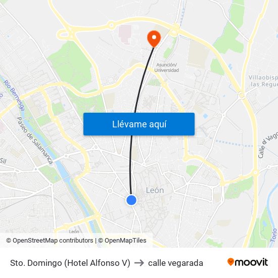 Sto. Domingo (Hotel Alfonso V) to calle vegarada map