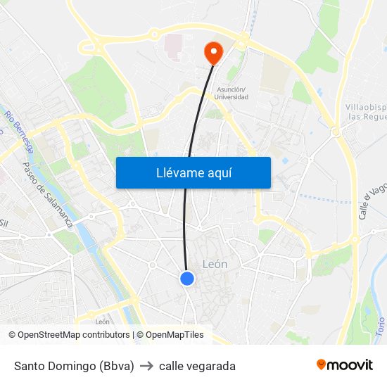 Santo Domingo (Bbva) to calle vegarada map