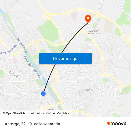 Astorga, 22 to calle vegarada map