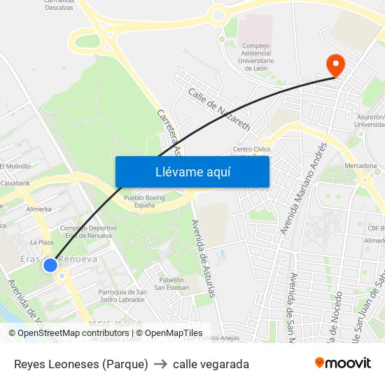 Reyes Leoneses (Parque) to calle vegarada map