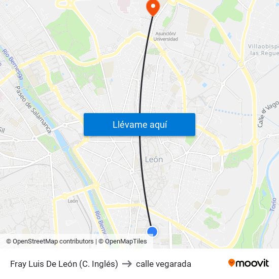 Fray Luis De León (C. Inglés) to calle vegarada map