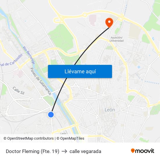 Doctor Fleming (Fte. 19) to calle vegarada map